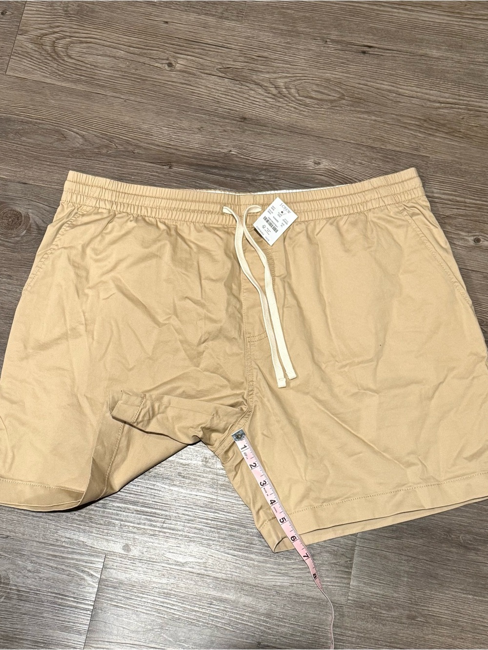 J. Crew Beige Cotton Blend Dock Shorts with Drawstring - Picture 5 of 7